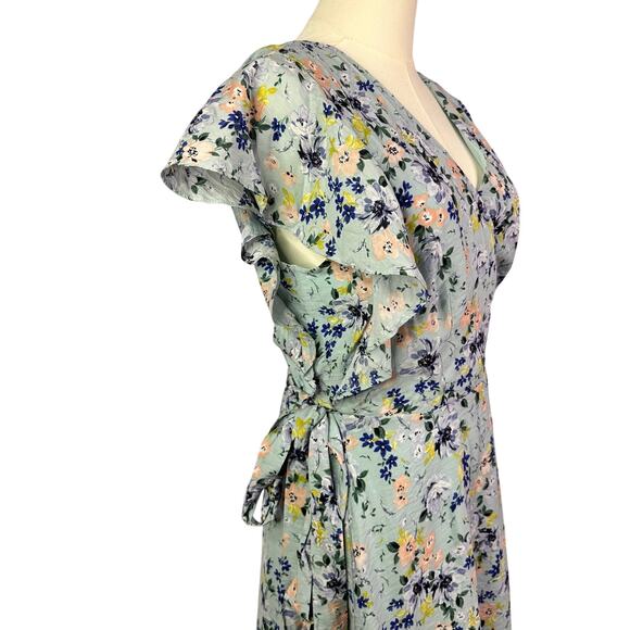 Bcbg blue floral Wrapped Knee-Length Dress size 10 - Picture 3 of 7